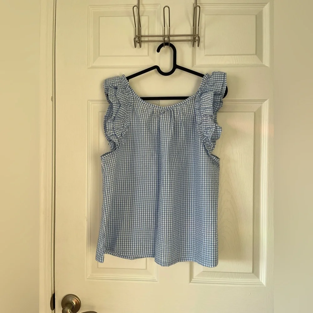 NWOT Women's KIKIT Gingham Tank Top in Blue & White size Medium - Picture 5 of 6